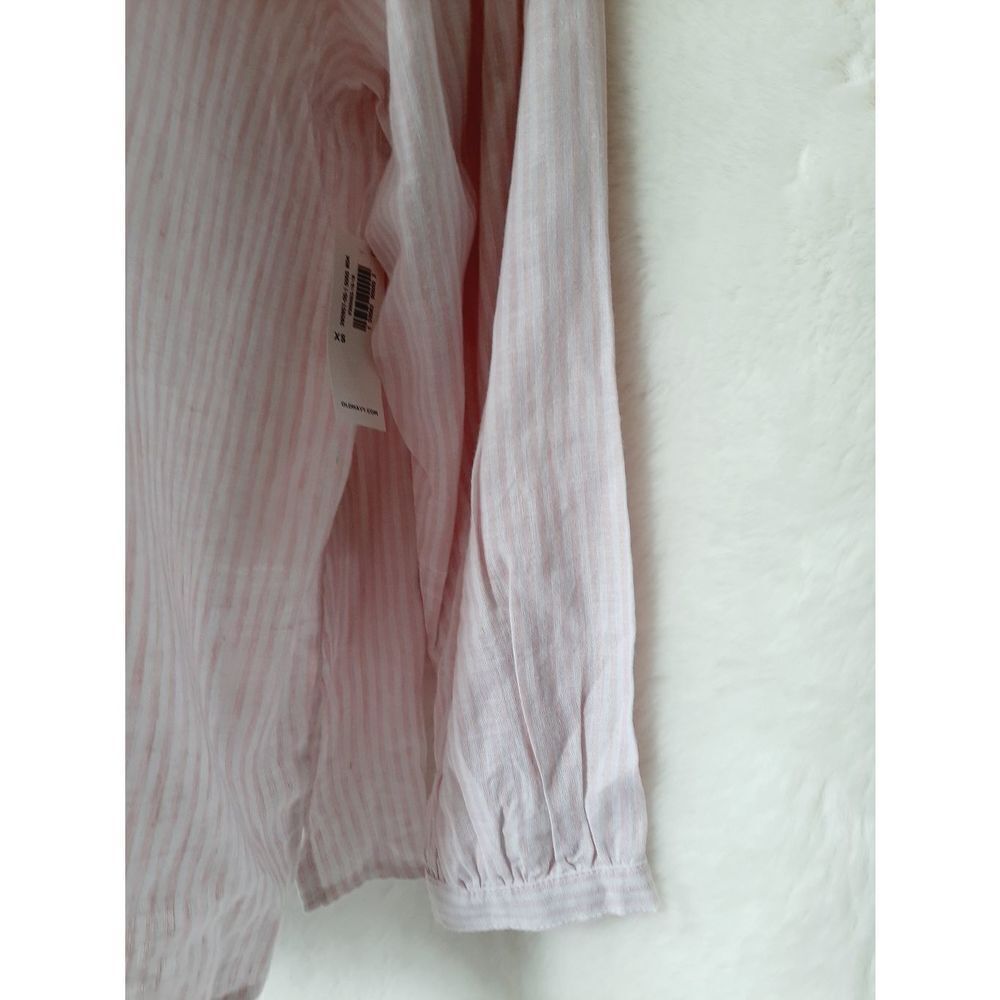 Old Navy NWT linen blend pink striped XS prasant blouse - Picture 3 of 6